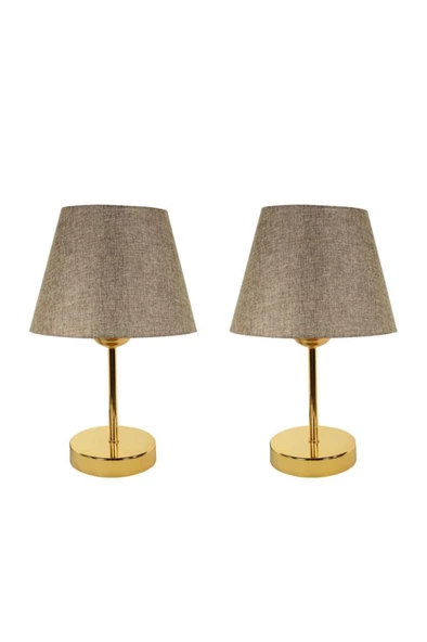 Gold Metal Ayaklı İkili Abajur Masa Lambası - 3