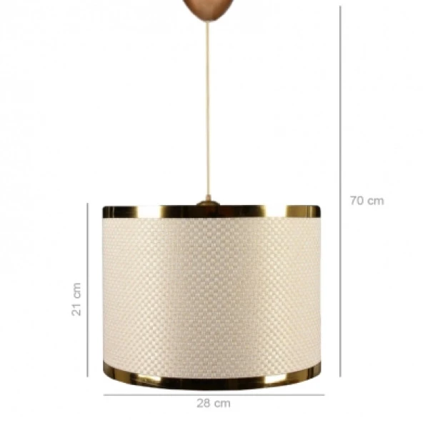 Altın Şeritli Tekli Hasır Desen Sarkıt Salon Yatak Odası Oturma Odası Avize - 3