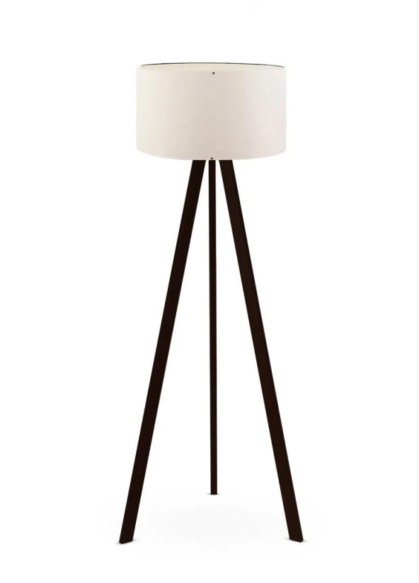 Art Tripod Ahşap Ayaklı Lambader Köşe Lambası Krem UPVC