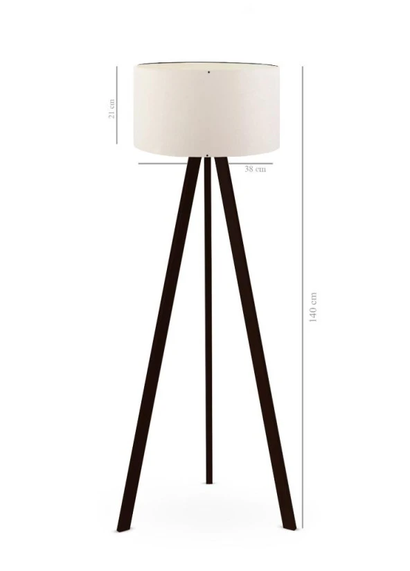 Art Tripod Ahşap Ayaklı Lambader Köşe Lambası Krem UPVC - 2