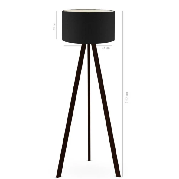 Art Tripod Ahşap Ayaklı Lambader Köşe Lambası Siyah Kumaş DARK - 4