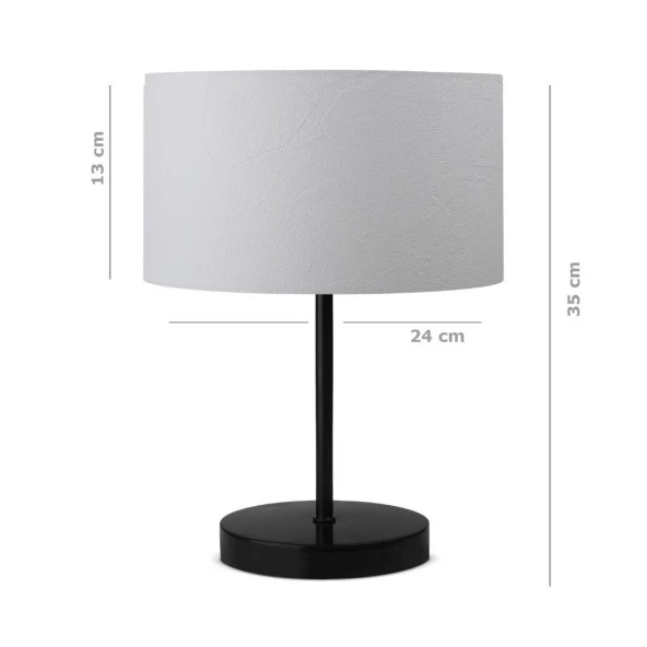 Pu Siyah Metal Ayaklı Modern Abajur - Resim 2