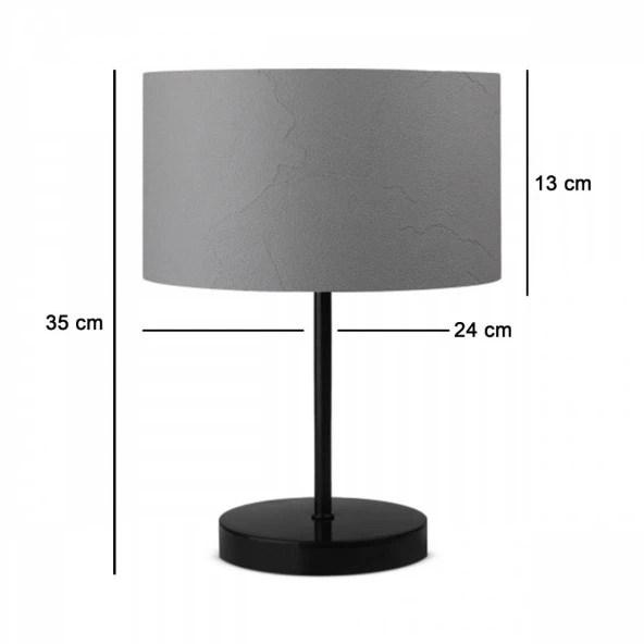 Pu Siyah Metal Ayaklı Modern Abajur - 2