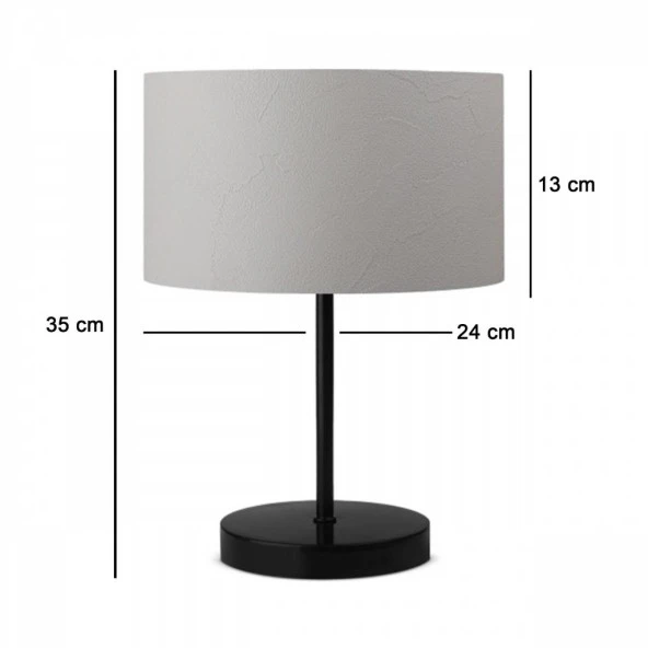 Pu Siyah Metal Ayaklı Modern Abajur - 2