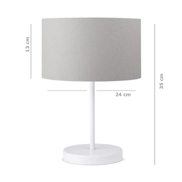 Pu Beyaz Metal Ayaklı Modern Abajur - Resim 2