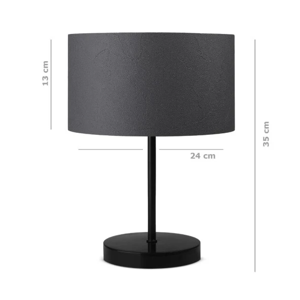 Pu Siyah Metal Ayaklı Modern Abajur Siyah Desenli - 3