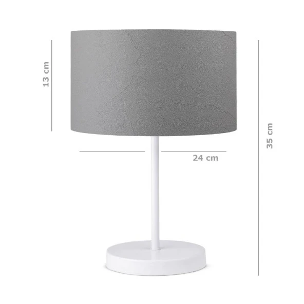 Pu Beyaz Metal Ayaklı Modern Abajur - 2