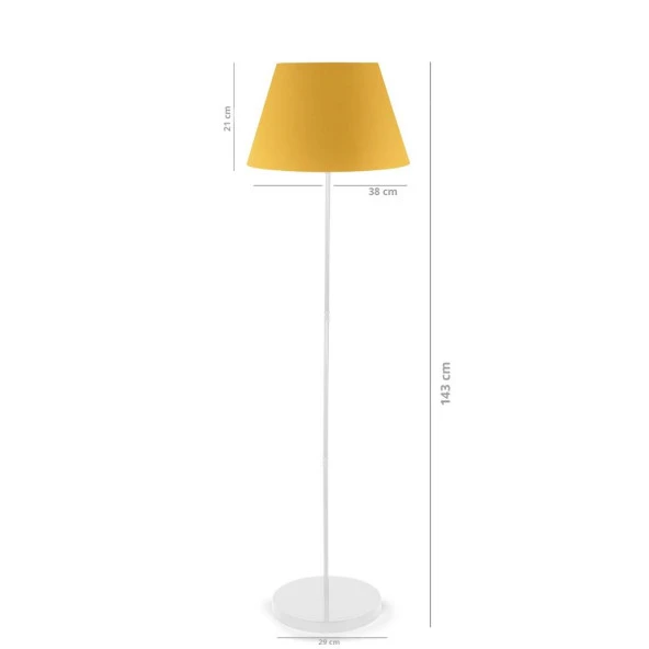 Pu Metal Ayaklı Lambader Sarı Konik Kumaş Başlık - 3