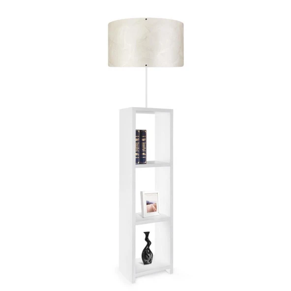 Dekoratif Raflı Beyaz Mdf Lambader Krem Dallı Pvc Silindir Başlık - 2