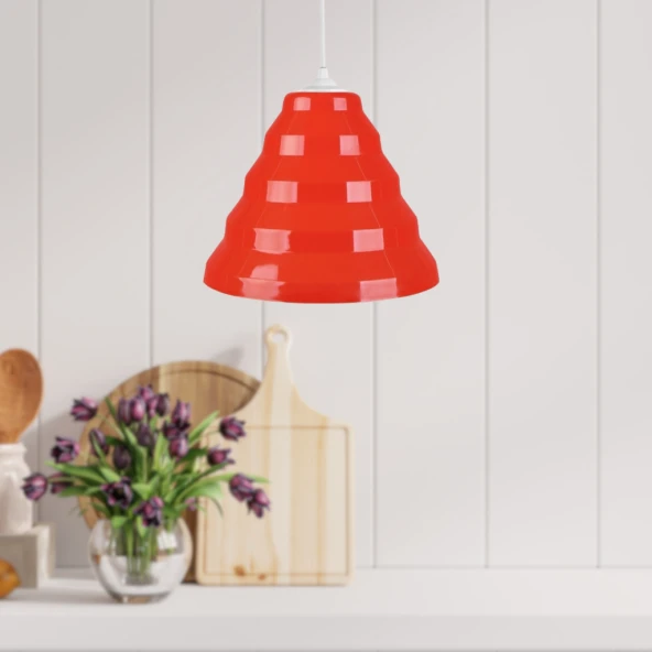 Bolton Tekli Kırmızı Mika Sarkıt Çocuk Odası Avize Antre Hol Mutfak Cafe Aydınlatma - 2