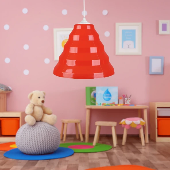 Bolton Tekli Kırmızı Mika Sarkıt Çocuk Odası Avize Antre Hol Mutfak Cafe Aydınlatma - 3