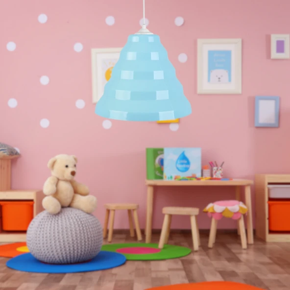 Bolton Tekli Mavi Mika Sarkıt Çocuk Odası Avize Antre Hol Cafe Aydınlatma - 2