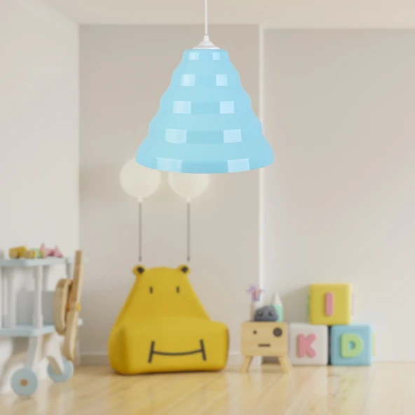 Bolton Tekli Mavi Mika Sarkıt Çocuk Odası Avize Antre Hol Cafe Aydınlatma - 3