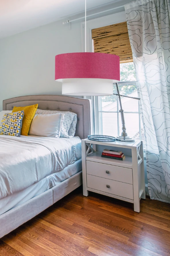 Pasta Tekli Sarkıt Avize Fuşya Kumaş Salon Oturma Odası Yatak Odası Antre - Resim 3