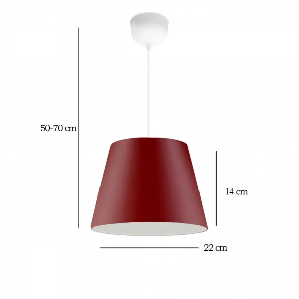 Sofia Konik Tavan Sarkıt Bordo PVC Malzemeli Çocuk Odası Hol Antre Mutfak Avize - Resim 3