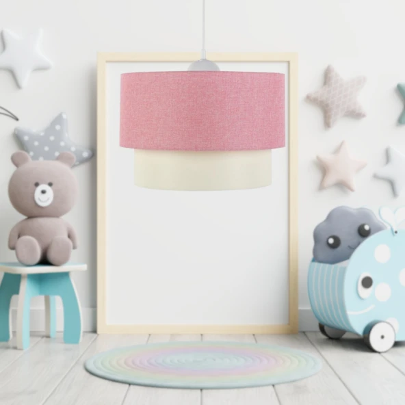 ArtGift Katlı Pasta Tekli Pembe Dokuma Sarkıt Yatak Odası Çocuk Odası Genç Odası Salon Avize - Resim 4