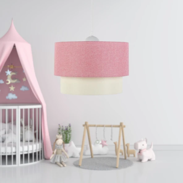 ArtGift Katlı Pasta Tekli Pembe Dokuma Sarkıt Yatak Odası Çocuk Odası Genç Odası Salon Avize - Resim 5