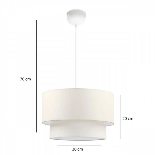 Pasta Tekli Sarkıt Avize Krem Kumaş Yatak Odası Oturma Odası Salon Avize - Resim 3