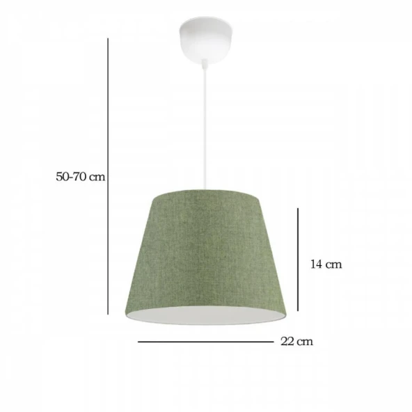 Sofia Konik Tavan Sarkıt Haki Kumaş Hol Çocuk Odası Oturma Odası Avize - 3