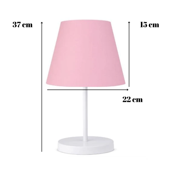 ArtGift Beyaz Gövdeli Üçlü Avize ve Abajur Seti Pembe Kumaş - 4