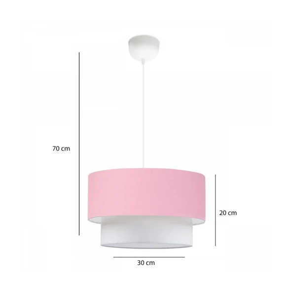 ArtGift Üçlü Avize Ve Abajur Seti Ahşap Ayak Pembe Kumaş Başlık Yatak Odası Çocuk Odası Salon - 3