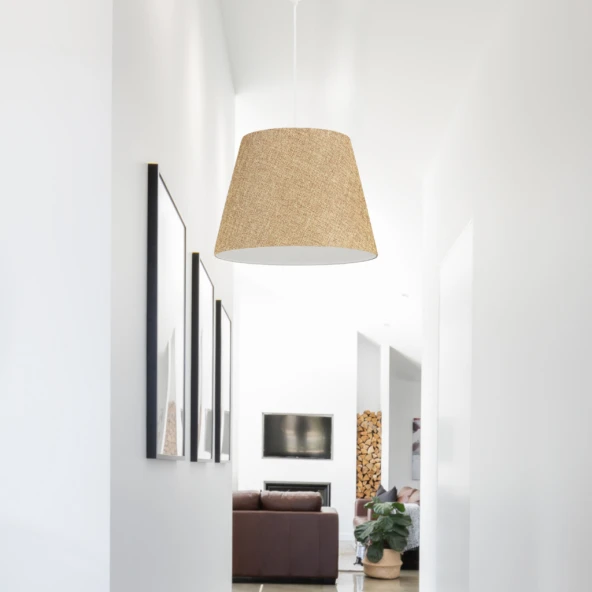 Sofia Konik Tavan Sarkıt Bej Kumaş Oturma Odası Çocuk Odası Hol Avize