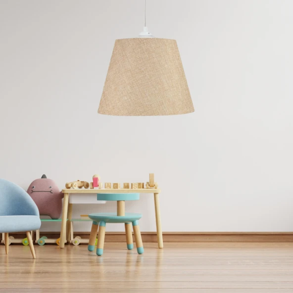 Sofia Konik Tavan Sarkıt Bej Kumaş Oturma Odası Çocuk Odası Hol Avize - 3