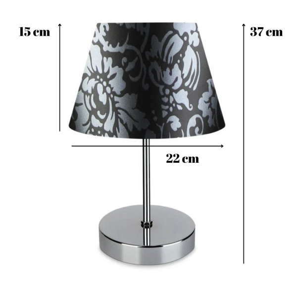 Kuzey Krom Gövdeli Abajur Siyah Gümüş Çiçek - 2