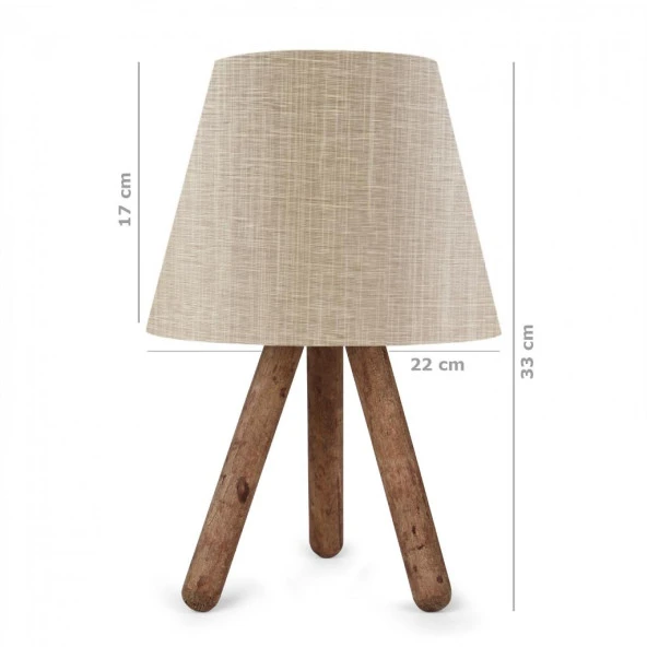 Pratik Ahşap Üç Ayaklı Abajur Yatak Odası Çocuk Odası Masa Lambası - 2
