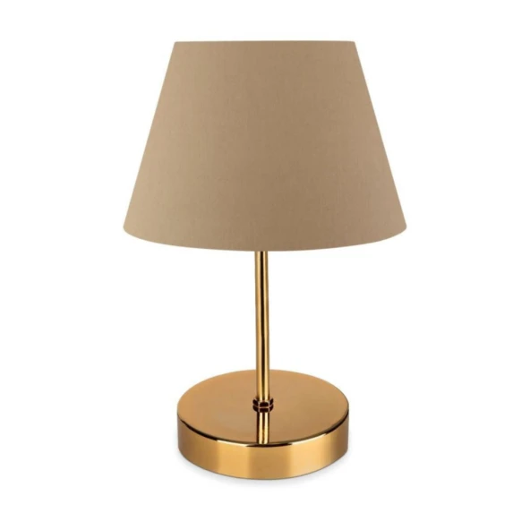 Kuzey Gold Gövdeli Abajur Kahve Kumaş Yatak Odası Abajur Salon Okuma Köşesi Masa Lambası - 2