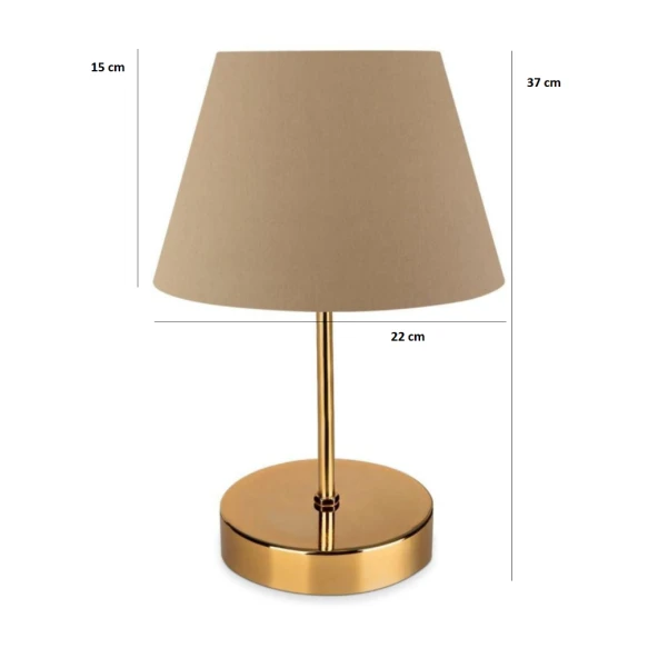 Kuzey Gold Gövdeli Abajur Kahve Kumaş Yatak Odası Abajur Salon Okuma Köşesi Masa Lambası - 3