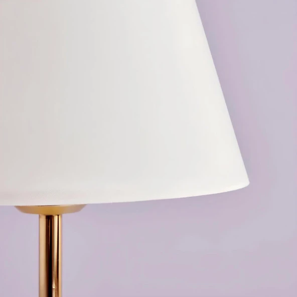 Art Gold Gövdeli Abajur Krem Kumaş Yatak Odası Oturma Odası - Resim 4