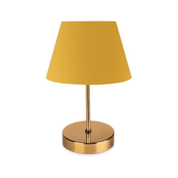Kuzey Gold Gövdeli Abajur Sarı Kumaş Yatak Odası Salon - 3