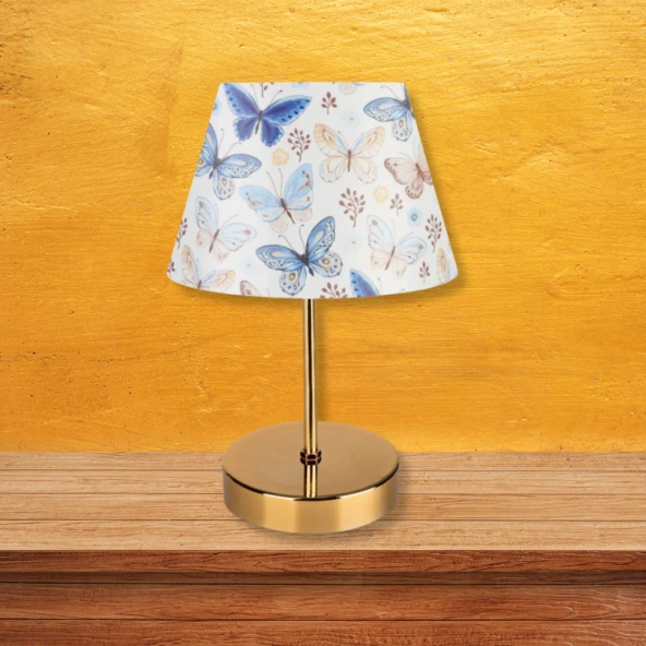 ArtGift Lara Gold Gövdeli Abajur Kelebek Desen PVC Başlık - 2