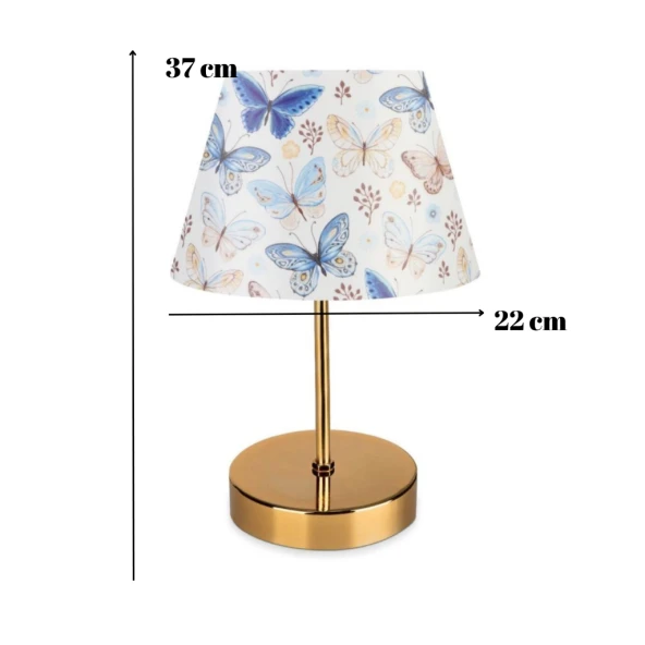 ArtGift Lara Gold Gövdeli Abajur Kelebek Desen PVC Başlık - 3