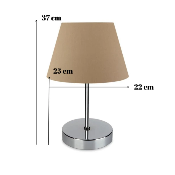 ArtGift Krom Gövdeli Abajur Kahve Başlık Kumaş Yatak Odası Oturma Odası - 3