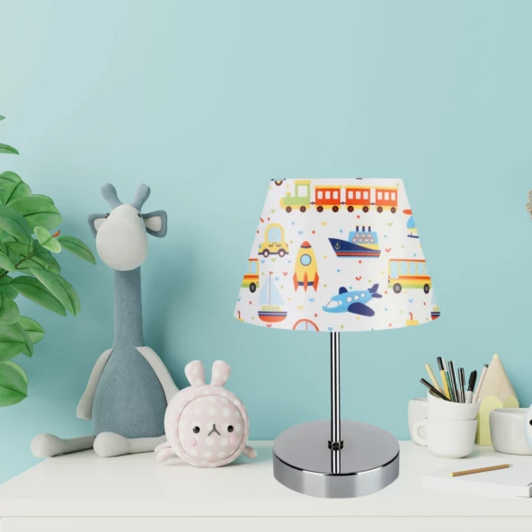 Kuzey Krom Gövdeli Çocuk Odası Abajur Araçlar Desenli - 2