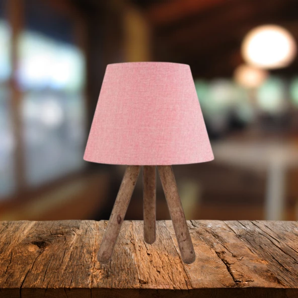 ArtGift Tasarım Luce Üç Ayaklı Ahşap Ayaklı Abajur Kumaş Başlık ürün görseli