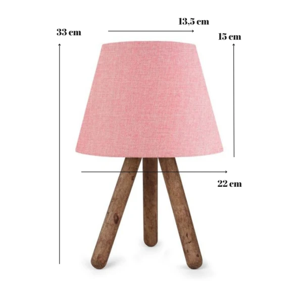 ArtGift Tasarım Luce Üç Ayaklı Ahşap Ayaklı Abajur Kumaş Başlık - Resim 2