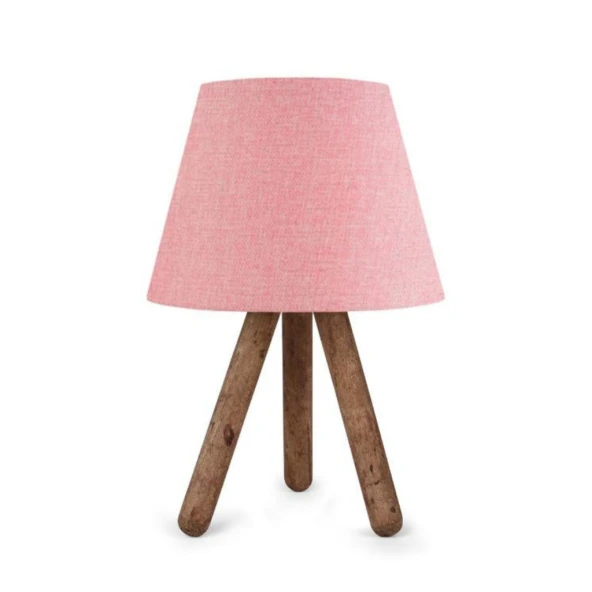ArtGift Tasarım Luce Üç Ayaklı Ahşap Ayaklı Abajur Kumaş Başlık - Resim 3