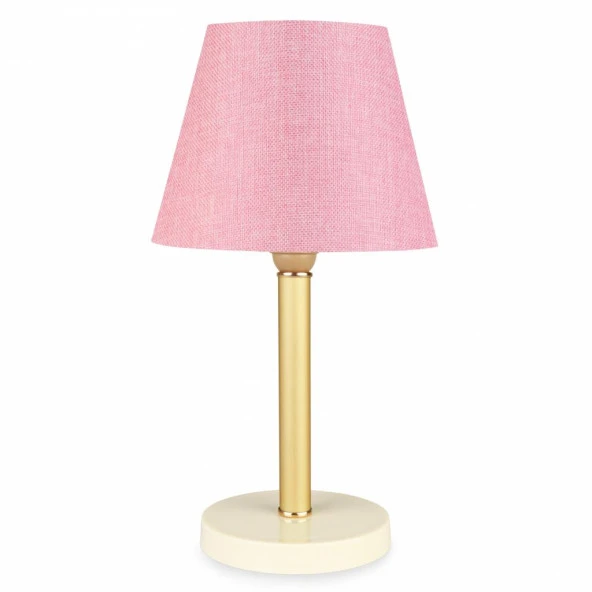 Bronz Gövdeli Abajur Pembe Dokuma ürün görseli