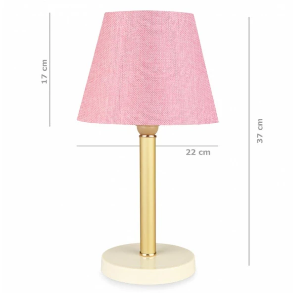 Bronz Gövdeli Abajur Pembe Dokuma - Resim 2