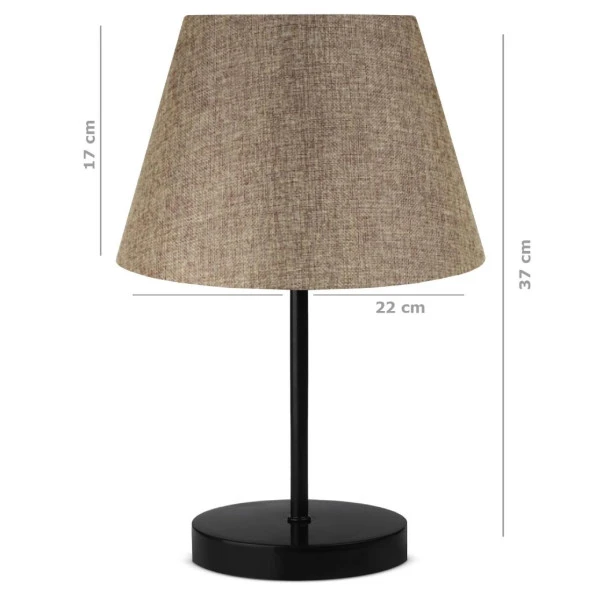 Art Siyah Metal Ayaklı Tekli Abajur Kum Beji - 2