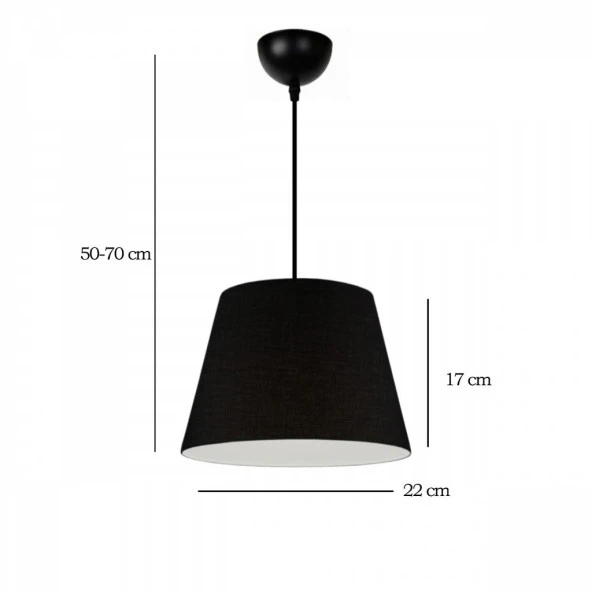 Sofia Konik Tekli Sarkıt Avize Siyah Kumaş Antre Hol Mutfak - 4