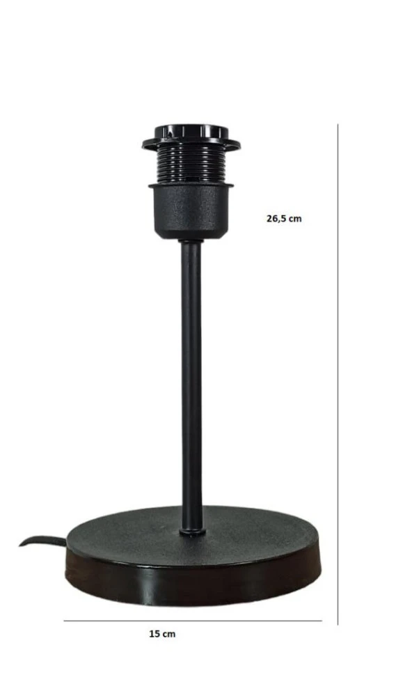 Metal Gövdeli Abajur Ayağı Siyah - 3