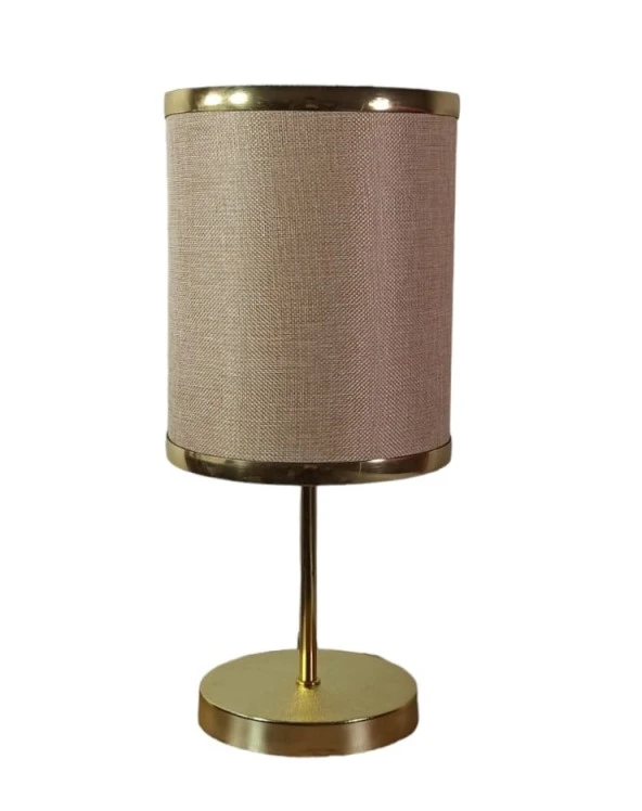 Gold Seri Metal Gövdeli Altın Şeritli Pudra Abajur Yatak Odası Okuma Köşesi - 2