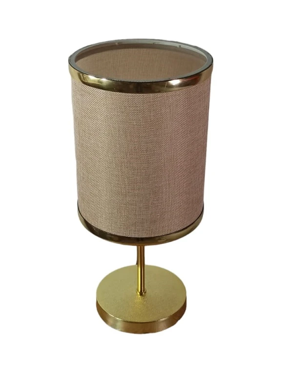 Gold Seri Metal Gövdeli Altın Şeritli Pudra Abajur Yatak Odası Okuma Köşesi - 4