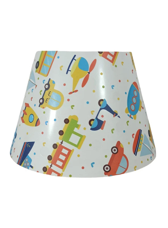 Abajur Başlığı Hazır Şapka Çocuk Odası Araçlar PCV - 2