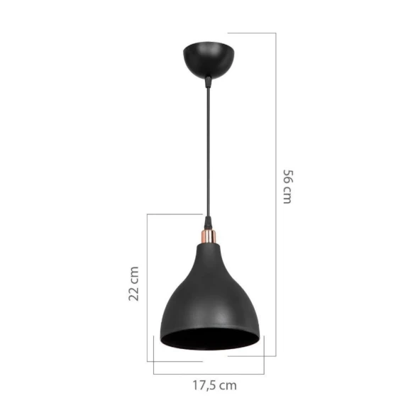 Solid Mika Tekli Tavan Sarkıt Avize Siyah Renk Mutfak Hol Cafe İşletme - 4