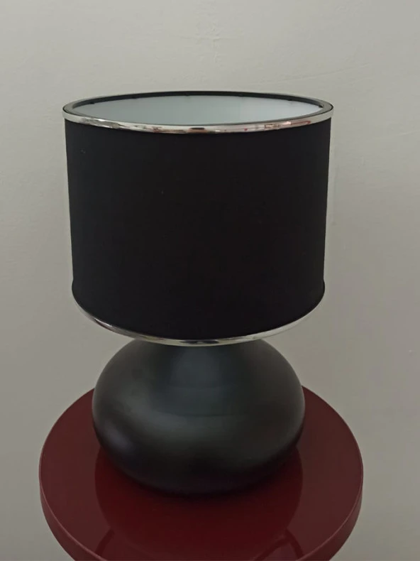 Serenay Metal Siyah Gövdeli Elite Abajur Gümüş Detay Siyah Başlık - 6